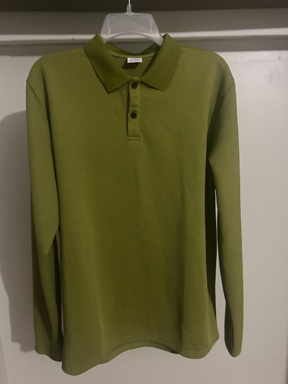 Men's Olive Green Long-Sleeve Polo Shirt
